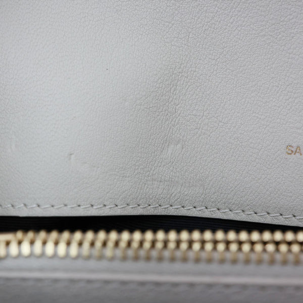 YVES SAINT LAURENT College Flap Medium Classic Chevron Leather Shoulder Bag Cream