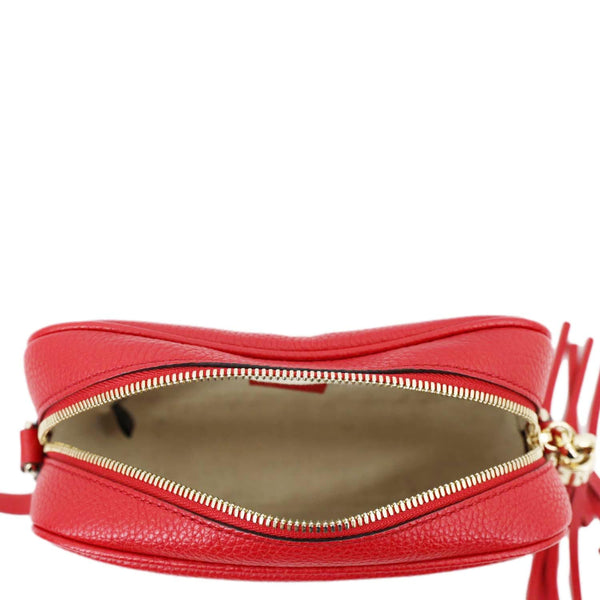 GUCCI Soho Disco Camera Leather Crossbody Bag Red 308364