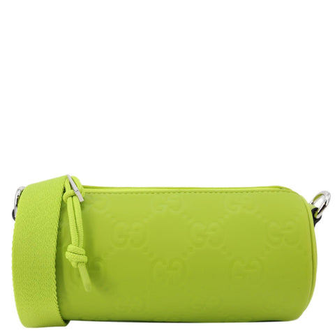 GUCCI Edge Cylinder Mini GG Matte Rubber Fabric Shoulder Bag Green 834248
