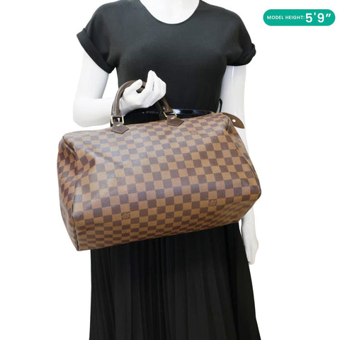 LOUIS VUITTON Speedy 35 Damier Ebene Satchel Bag Brown