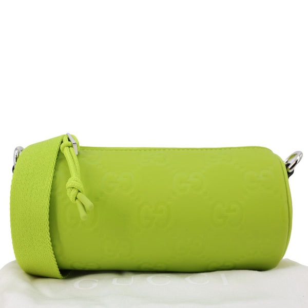 GUCCI Edge Cylinder Mini GG Matte Rubber Fabric Shoulder Bag Green 834248