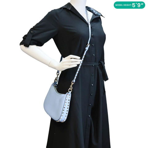 VALENTINO Garavani Rockstud Leather Hobo Bag Blue