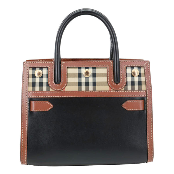 BURBERRY Title Two Handle Vintage Check Canvas Tote Bag Black