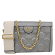 GUCCI Double G Small Matelasse Leather Chain Shoulder Bag Grey 702200