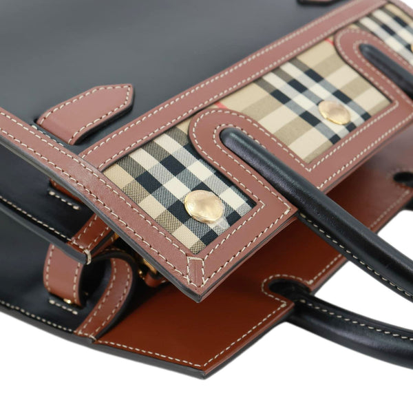 BURBERRY Title Two Handle Vintage Check Canvas Tote Bag Black