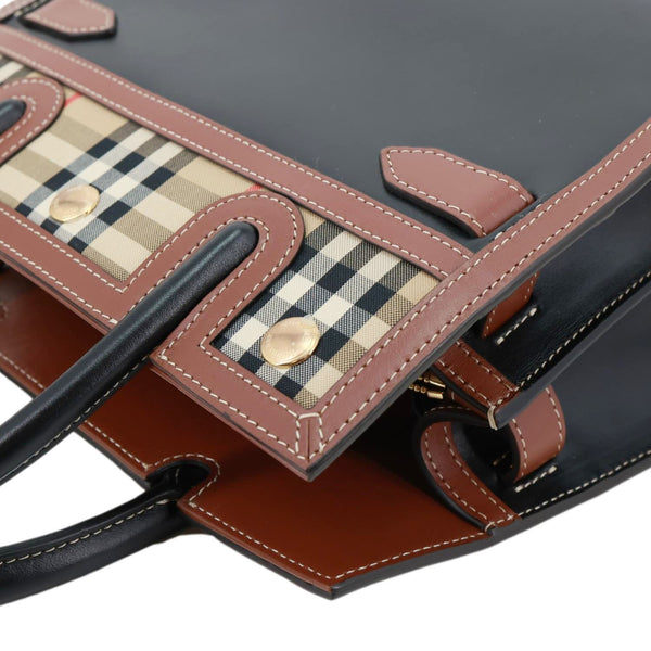 BURBERRY Title Two Handle Vintage Check Canvas Tote Bag Black