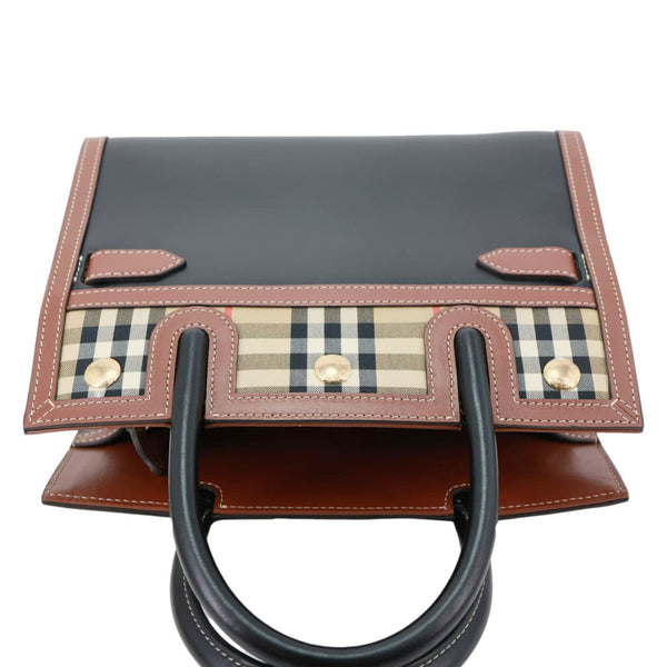 BURBERRY Title Two Handle Vintage Check Canvas Tote Bag Black