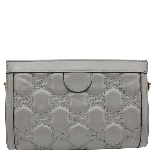 GUCCI Double G Small Matelasse Leather Chain Shoulder Bag Grey 702200