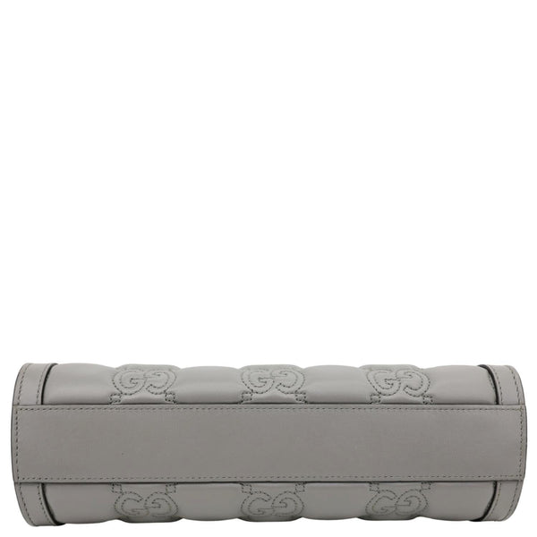 GUCCI Double G Small Matelasse Leather Chain Shoulder Bag Grey 702200