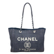 CHANEL Deauville Small Denim Tote Bag Navy Blue