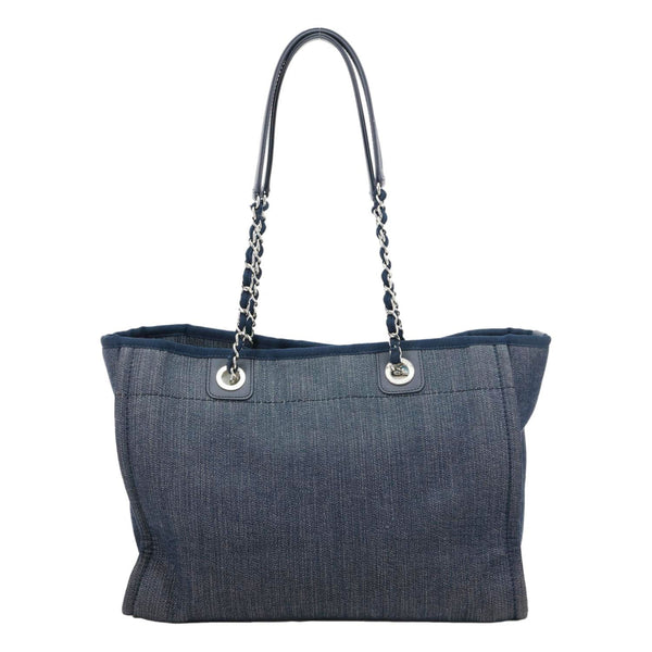 CHANEL Deauville Small Denim Tote Bag Navy Blue