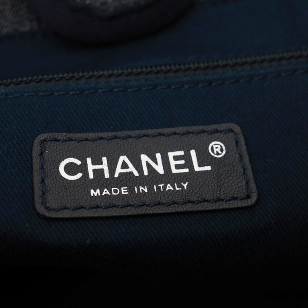 CHANEL Deauville Small Denim Tote Bag Navy Blue