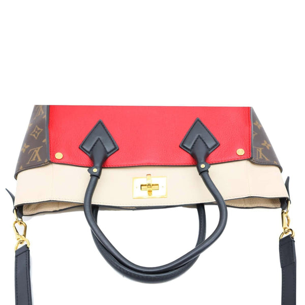 LOUIS VUITTON On My Side MM Leather Monogram Canvas Shoulder Bag Red