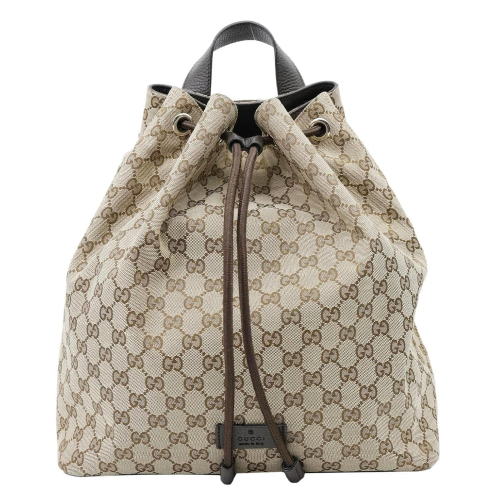 GUCCI Drawstring GG Canvas Backpack Bag Beige 449175