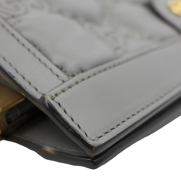 GUCCI Double G Small Matelasse Leather Chain Shoulder Bag Grey 702200