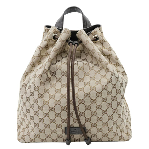 GUCCI Drawstring GG Canvas Backpack Bag Beige 449175