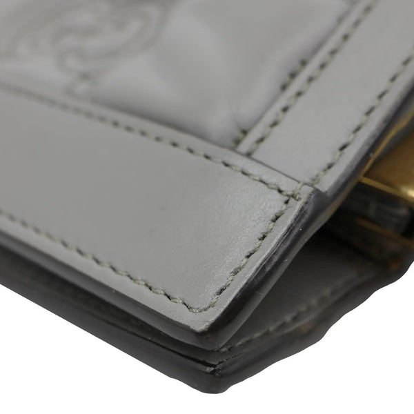 GUCCI Double G Small Matelasse Leather Chain Shoulder Bag Grey 702200