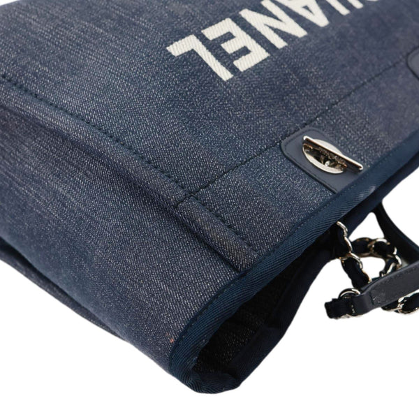 CHANEL Deauville Small Denim Tote Bag Navy Blue