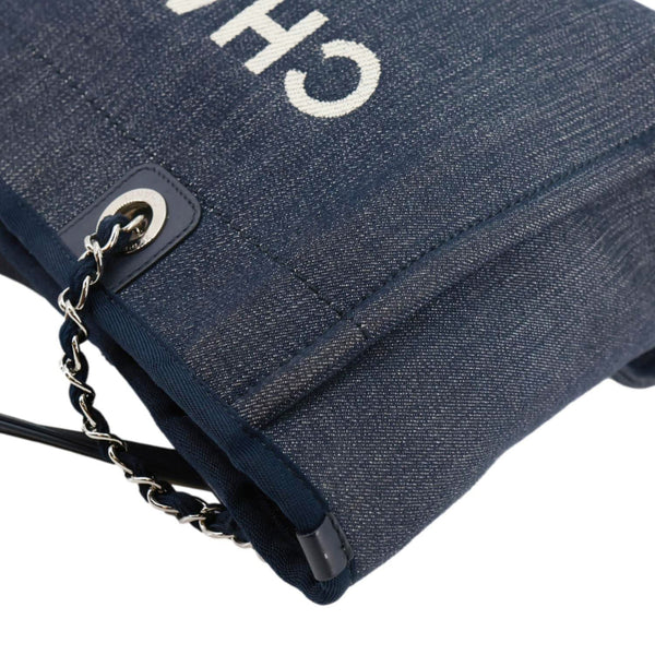 CHANEL Deauville Small Denim Tote Bag Navy Blue