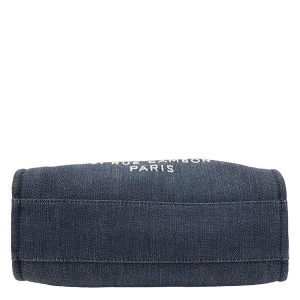 CHANEL Deauville Small Denim Tote Bag Navy Blue