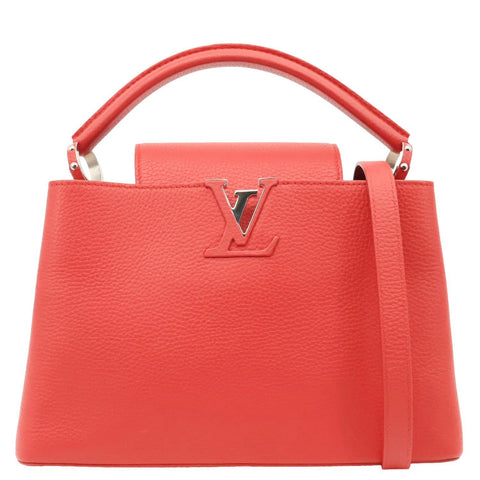 LOUIS VUITTON Capucines PM Taurillon Leather Shoulder Bag Red