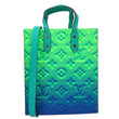 LOUIS VUITTON Sac Plat XS Taurillon Illusion Leather Crossbody Bag Bleu Vert