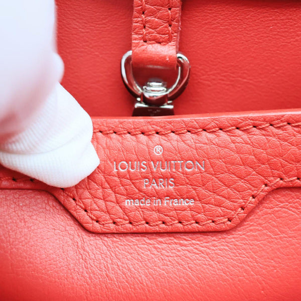 LOUIS VUITTON Capucines PM Taurillon Leather Shoulder Bag Red