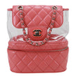 CHANEL Crumpled Crumpled Quilted Calfskin PVC Backpack Pink