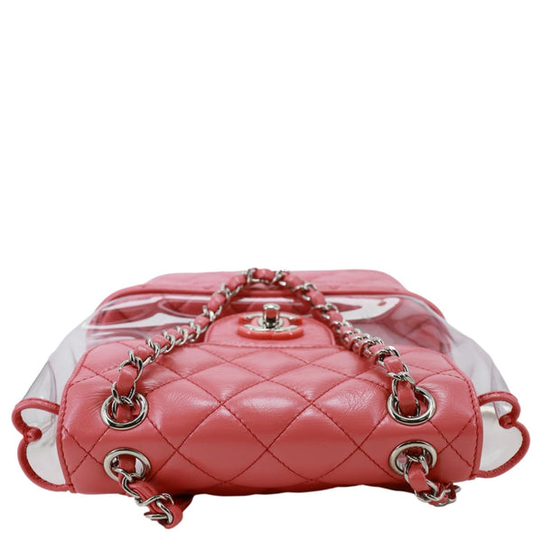 CHANEL Crumpled Crumpled Quilted Calfskin PVC Backpack Pink