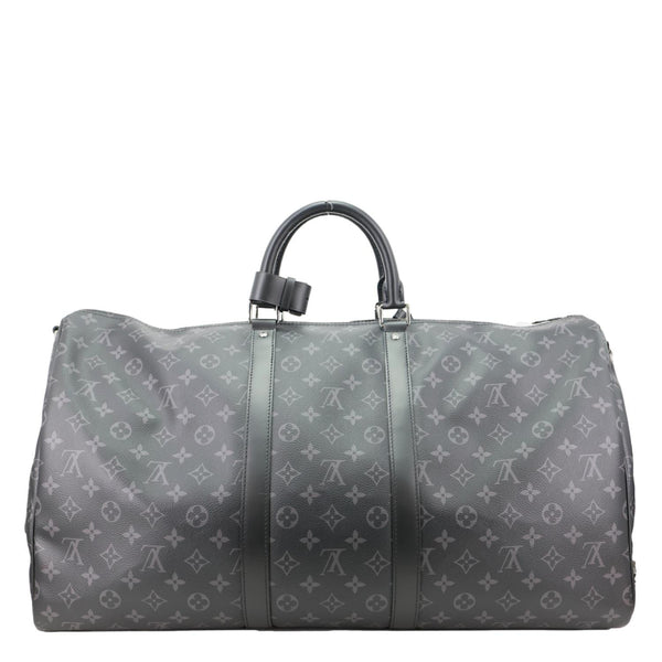 LOUIS VUITTON Keepall 55 Bandouliere Monogram Eclipse Travel Bag Black