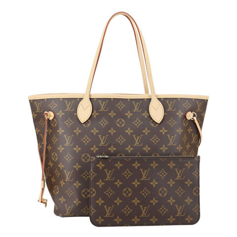 LOUIS VUITTON Neverfull MM Monogram Canvas Tote Bag Brown