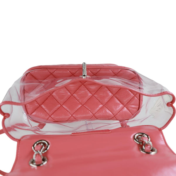 CHANEL Crumpled Crumpled Quilted Calfskin PVC Backpack Pink