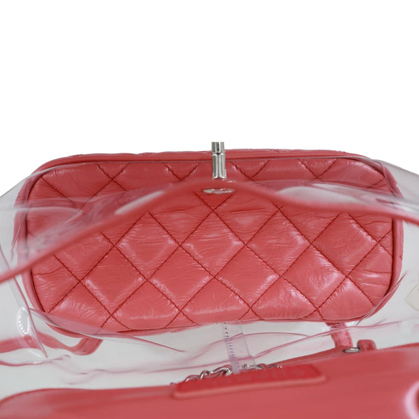 CHANEL Crumpled Crumpled Quilted Calfskin PVC Backpack Pink