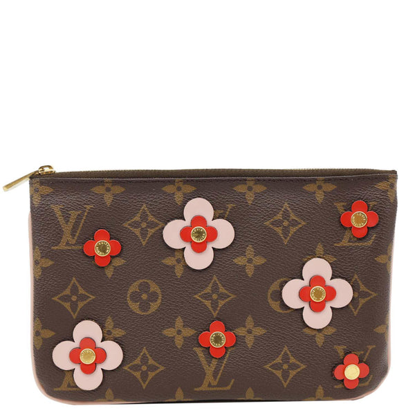 LOUIS VUITTON Blooming Flowers Pochette Monogram Canvas Chain Crossbody Bag Brown