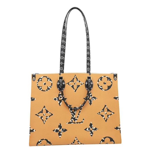LOUIS VUITTON Onthego Jungle GM Giant Monogram Canvas Tote Shoulder Bag White