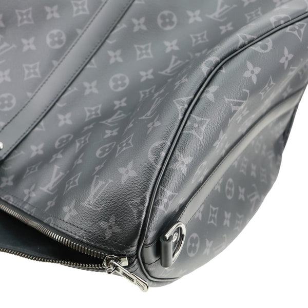 LOUIS VUITTON Keepall 55 Bandouliere Monogram Eclipse Travel Bag Black