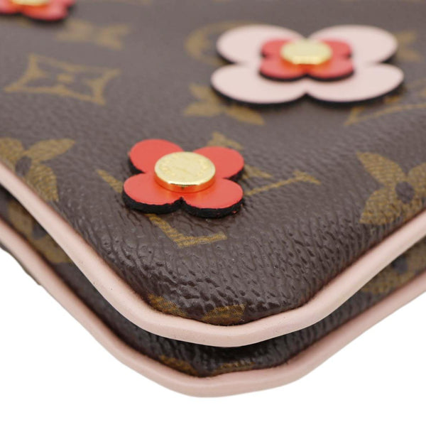 LOUIS VUITTON Blooming Flowers Pochette Monogram Canvas Chain Crossbody Bag Brown