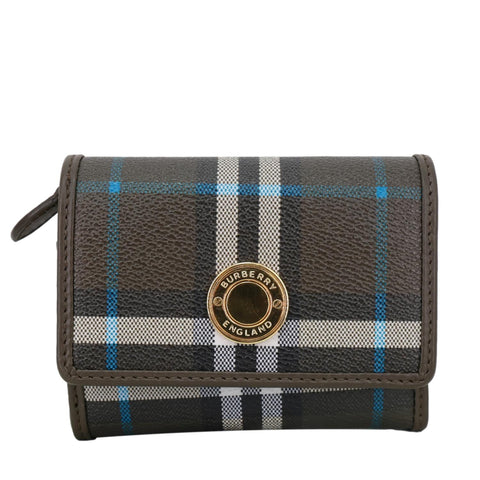 BURBERRY Tri-Fold Small Vintage Check Canvas Wallet Grey