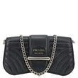 PRADA Sidonie Mini Diagramme Quilted Leather Chain Crossbody Bag Black
