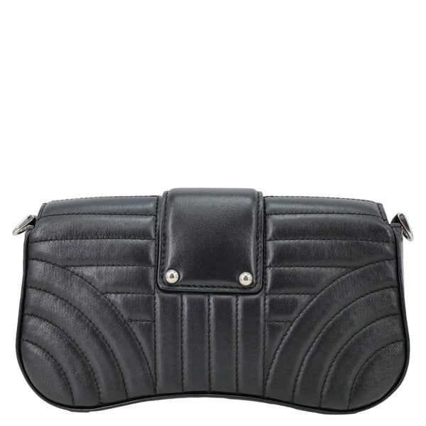 PRADA Sidonie Mini Diagramme Quilted Leather Chain Crossbody Bag Black