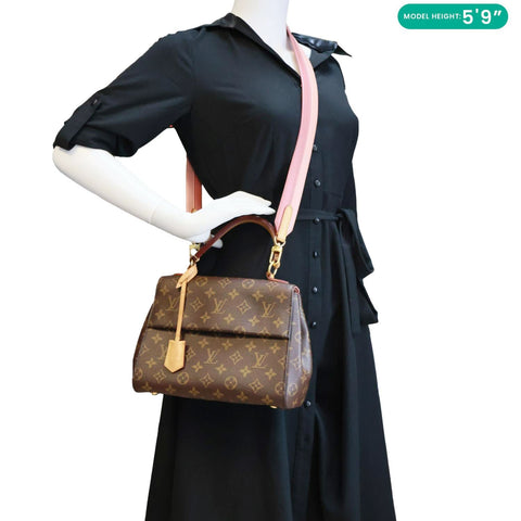 LOUIS VUITTON Cluny BB Monogram Canvas Crossbody Bag Brown