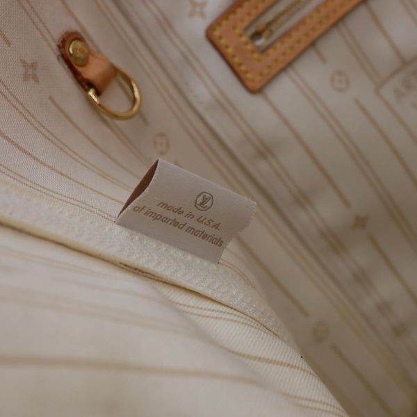LOUIS VUITTON Neverfull MM Damier Azur Shoulder Bag White