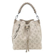 LOUIS VUITTON Muria Mahina Perforated Leather Shoulder Bucket Bag Creme Beige