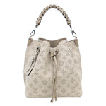 LOUIS VUITTON Muria Mahina Perforated Leather Shoulder Bucket Bag Creme Beige