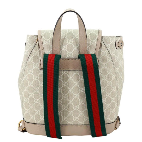 GUCCI Flap Interlocking G Patch GG Supreme Canvas Drawstring Backpack Off White 674147