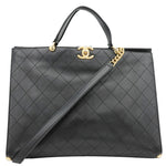CHANEL Chic Affinity CC Quilted Leather Tote Shoulder Bag Black