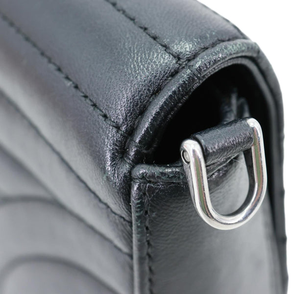 PRADA Sidonie Mini Diagramme Quilted Leather Chain Crossbody Bag Black