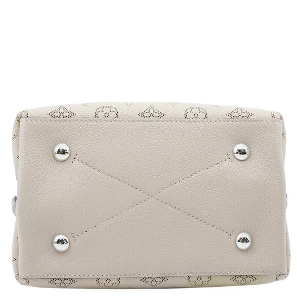LOUIS VUITTON Muria Mahina Perforated Leather Shoulder Bucket Bag Creme Beige