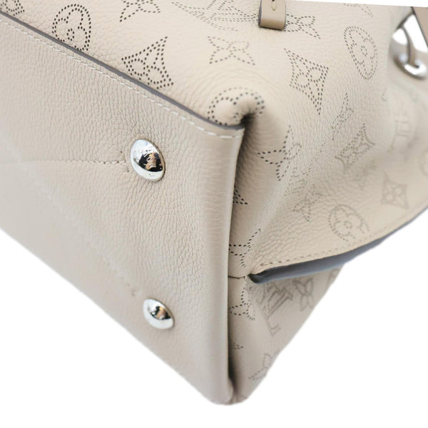 LOUIS VUITTON Muria Mahina Perforated Leather Shoulder Bucket Bag Creme Beige