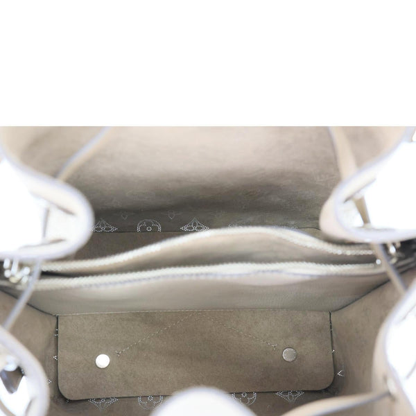 LOUIS VUITTON Muria Mahina Perforated Leather Shoulder Bucket Bag Creme Beige